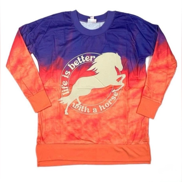 LuLaRoe Tops - Colorful Horse Graphic Sweatshirt
